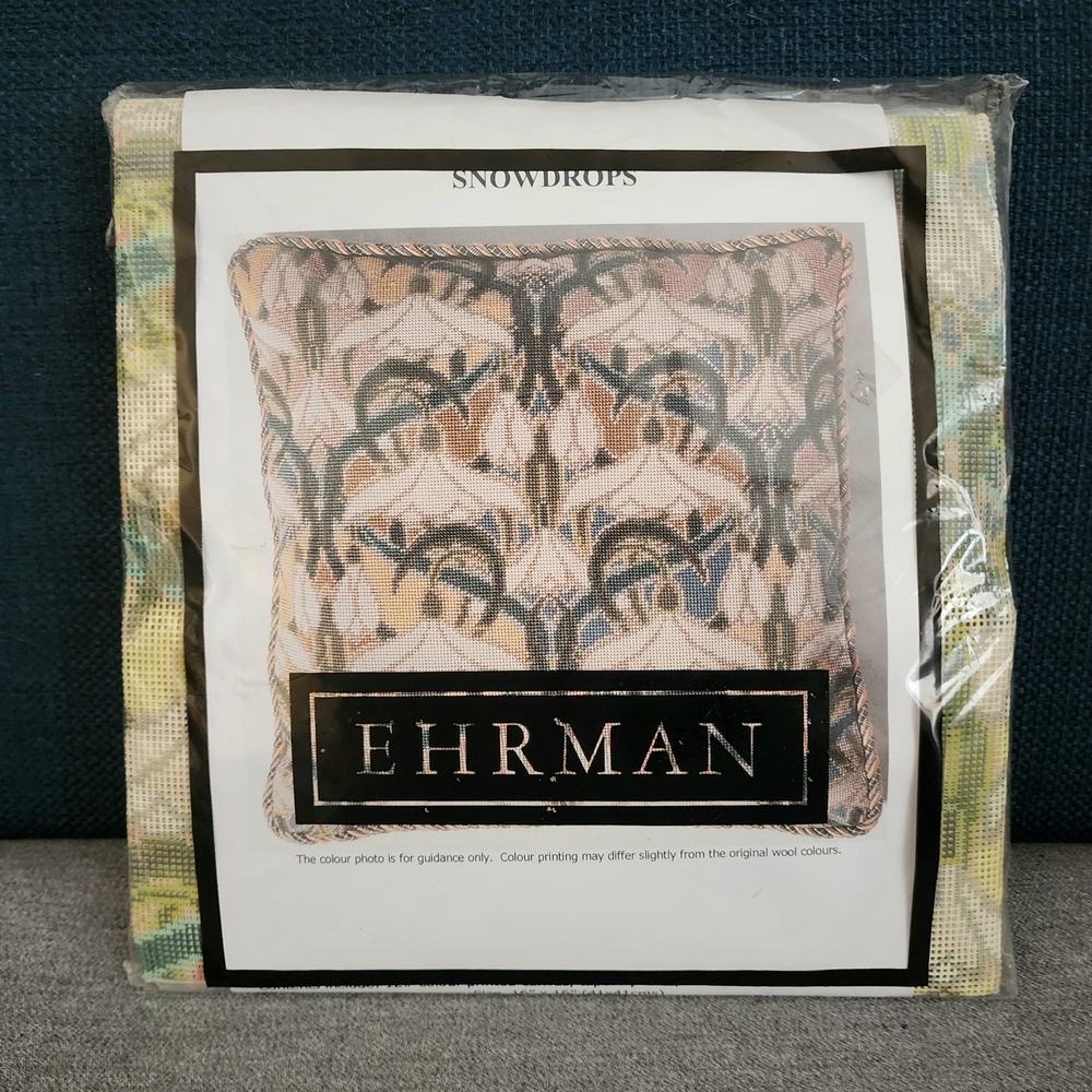 Ehrman Snowdrops Needlepoint Pillow Tapestry Kit Art Nouveau Floral Honeyman